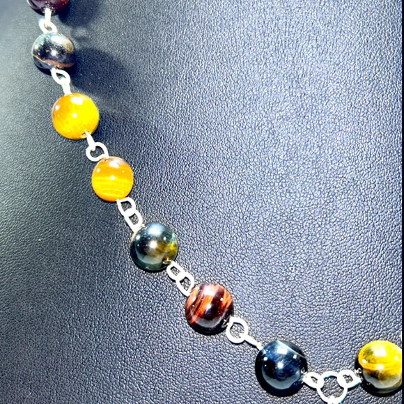 Handmade Bohemian Teardrop Pendant Necklace with Natural Tiger Eye Stones! - Picture 5 of 8